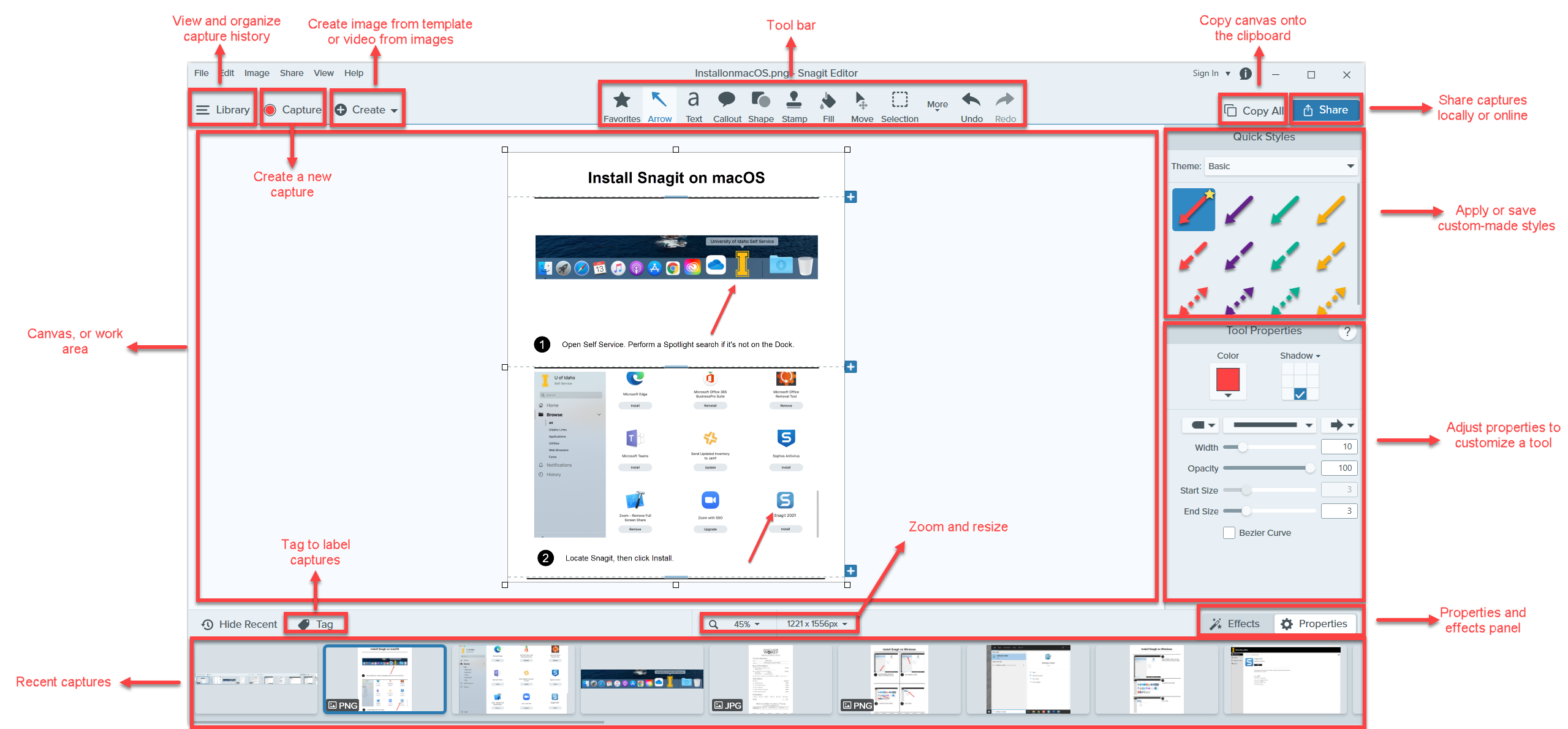 snagit editor callout with multiple arrows