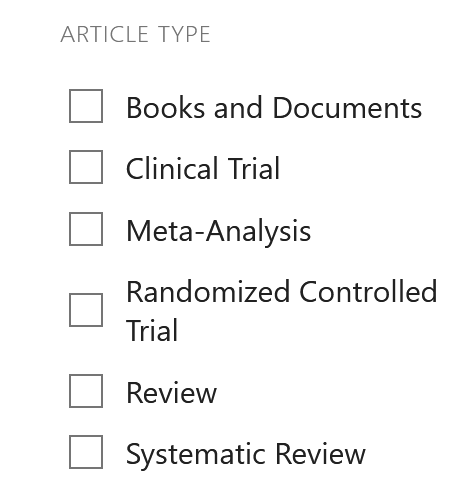 Article type in PubMed