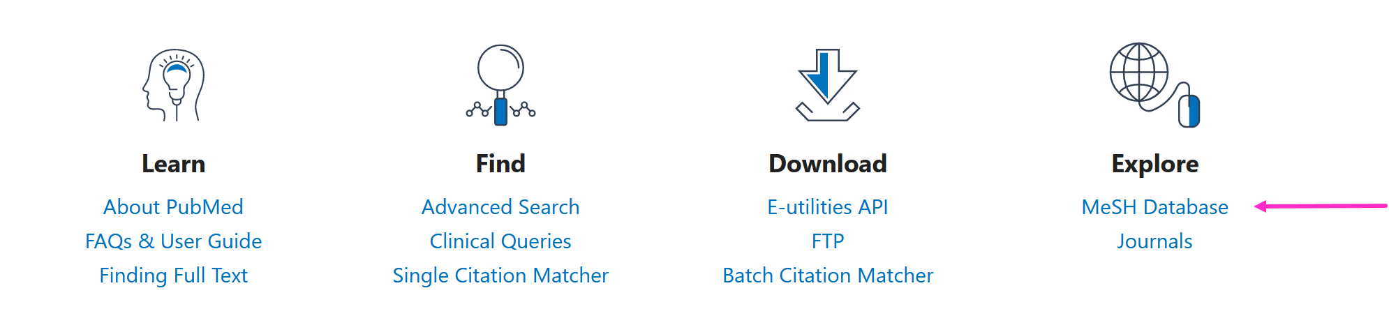 MeSH Database in PubMed